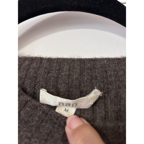 Nap Loungewear Cashmere Rib-Knit Crew Neck Pullover Sweater M Brown - Picture 5 of 8